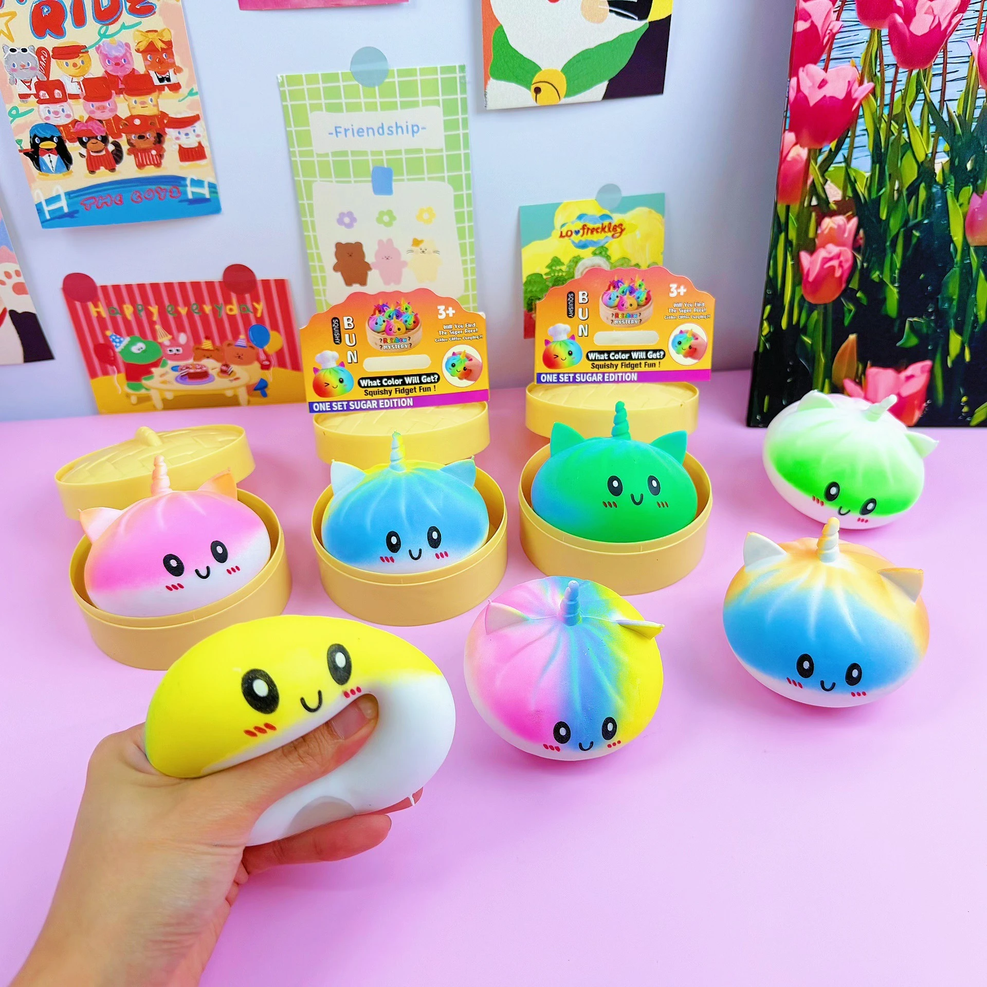 Kawaii Purple Unicorn Dumpling Squishy Giant Bao Bun Squeeze Fidget Anti Stress Anxiety Relief Office Desk Decor Gift Idea