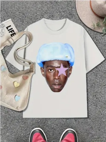 Europeo e americano Tyler The Cleator Creator Taylor Rap Hip Hop Top High Street Sportivo Casual T-shirt da uomo Stile coppia