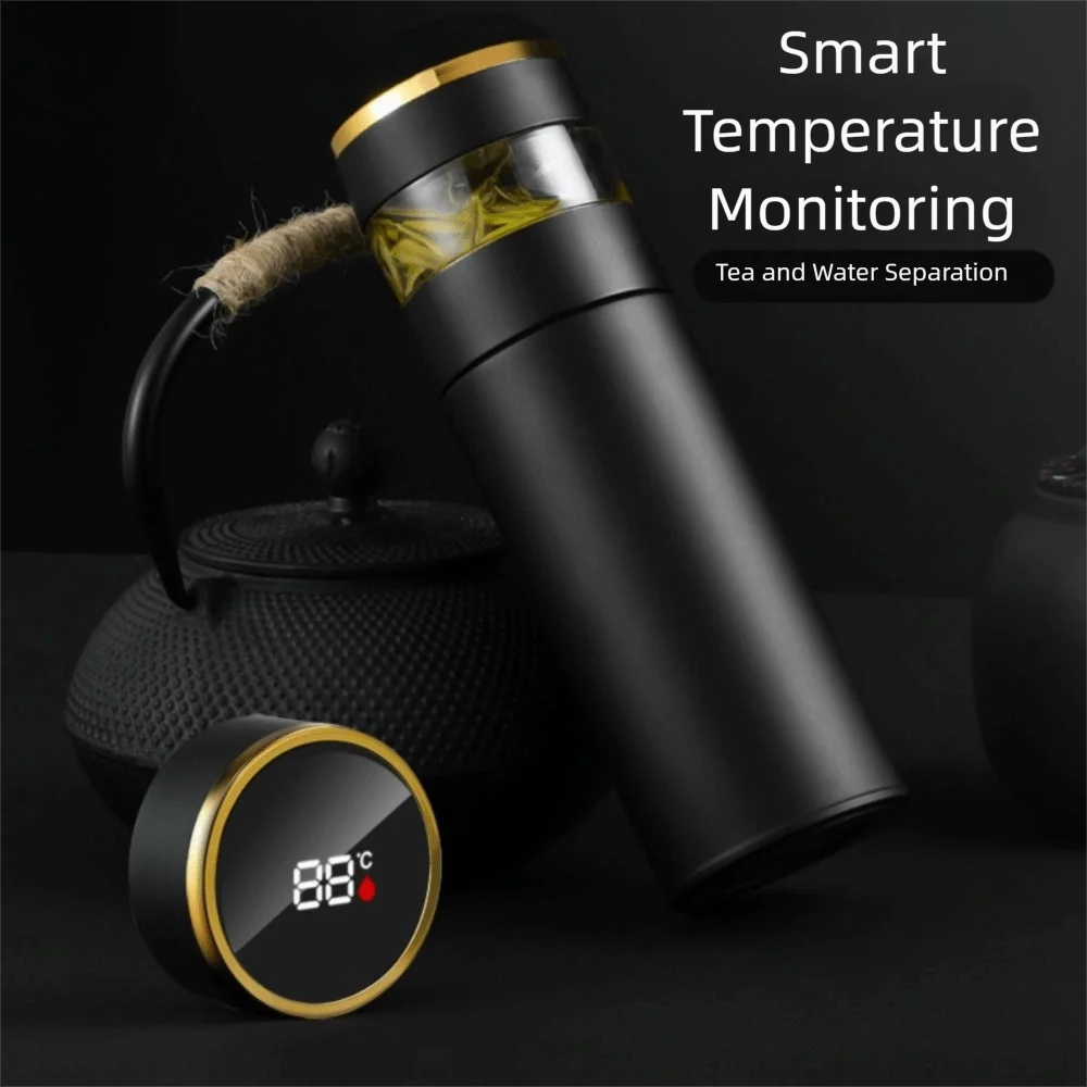 

316 Stainless Steel Smart Thermos Bottle LED Temperature Display Separation Strainer Intelligent Vacuum Cup Leakproof