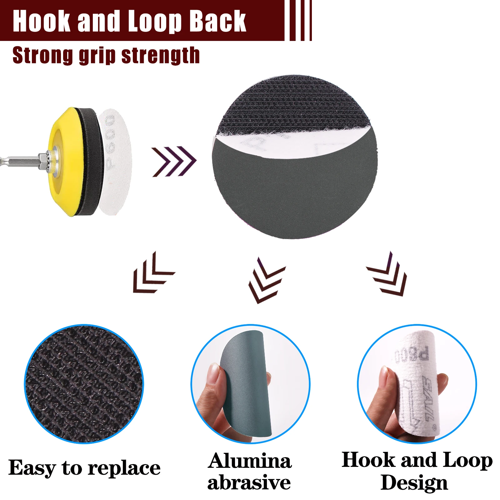 60pcs 75mm Disc Amplas Basah Kering Hook And Loop, 3 inci Disc Amplas Orbital Sander Bantalan Amplas