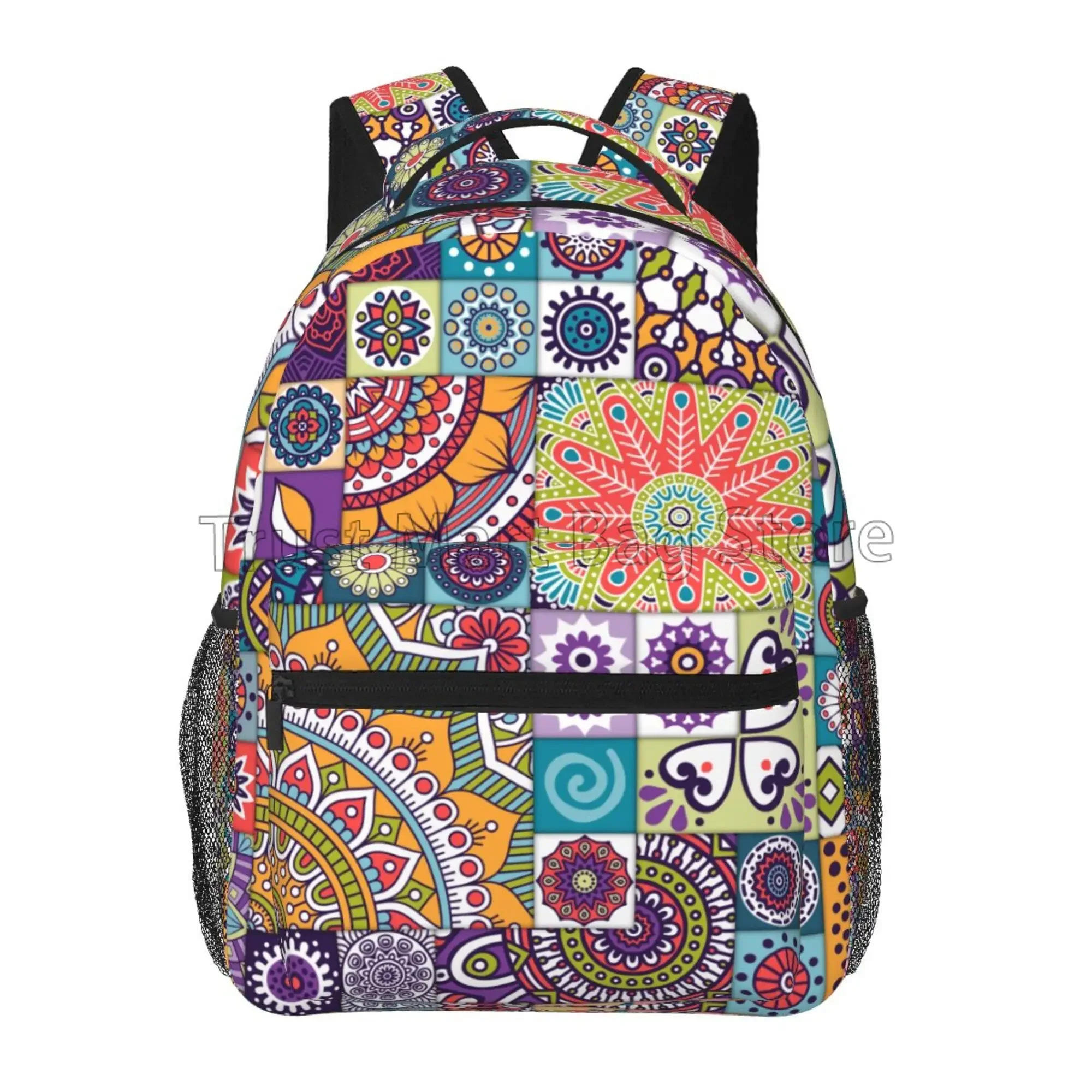 

Ethnic Mandala Floral Pattern Travel Backpack for Women Girls Casual Lightweight Shoulder Bags School Student Bookbag Daypack