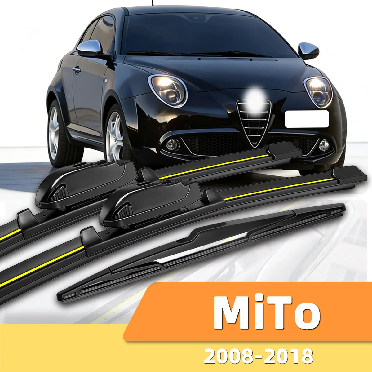 

3PCS Car Windshield Wiper Blades Suitable For Alfa Romeo Mito 2008-2018 Silent Front And Rear Wiper Rubber Strip Accessories