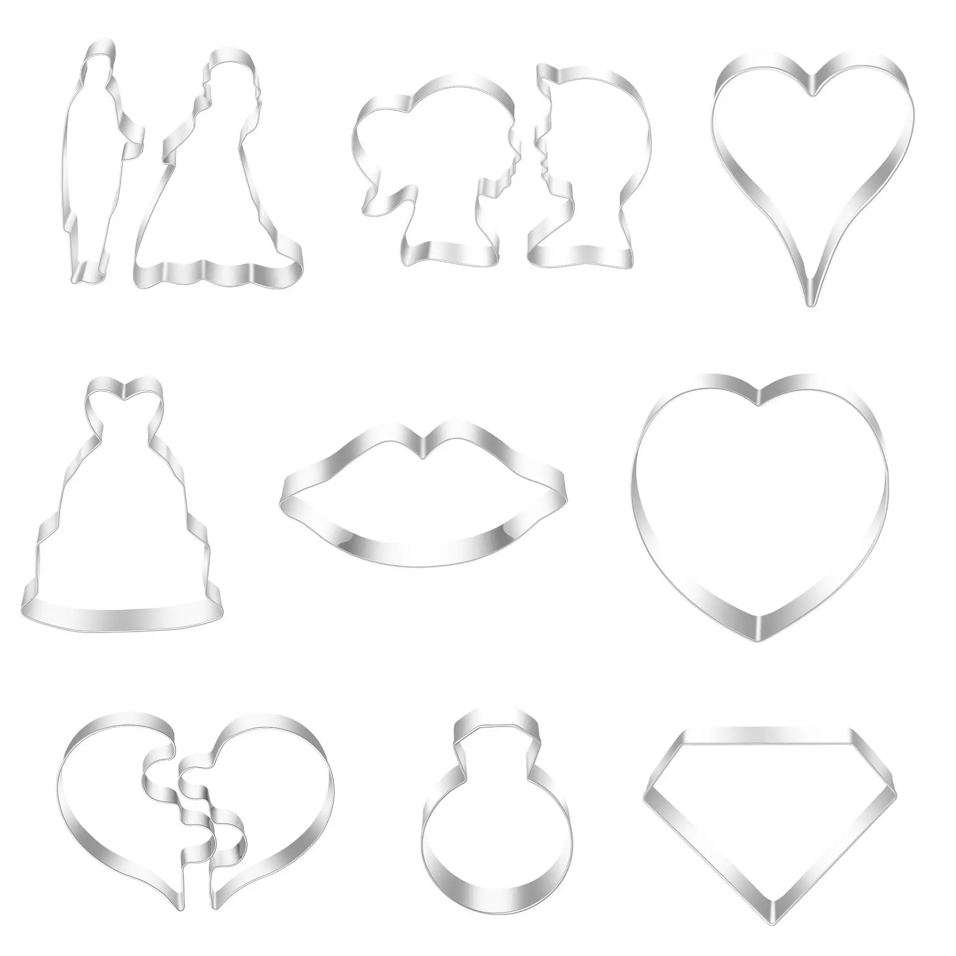 Groom And Bride Love Wedding Valentine's Day Diamond Love Lip Cooking Tools Stainless Steel Cookie Cutter Cake Decorating