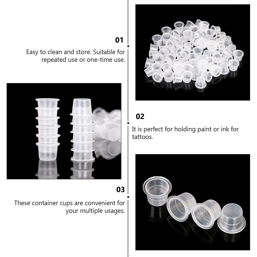 

1000pcs Color Cup Transparent Plastic Eyebrow Tattooing Tool Disposable Cups Pigment Makeup Container Ink Storage Reusable