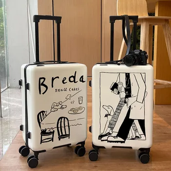 학생용 아트 수하물 가방, 인스타그램 셀럽, 20 인치 소형 경량 탑승 상자, 남녀공용