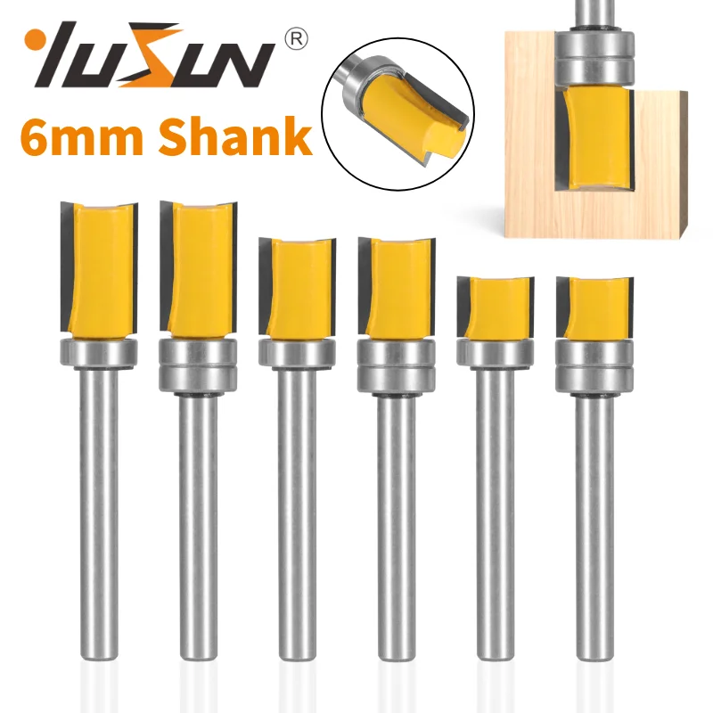 YUSUN 1PC 6MM Shank Pattern Bit Flush Trim Bit Router Bit Carbide Cutter Woodworking Milling Cutter For Wood Bit Face Mill Tools