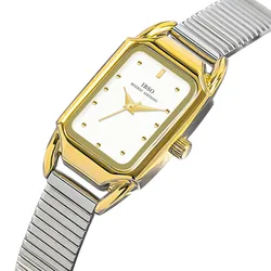 Original Brand Woman Rectangle Watches Gold Steel Waterproof Handwatch Female Gifts Fashion Small Dial Ladies Wristwatch Silver