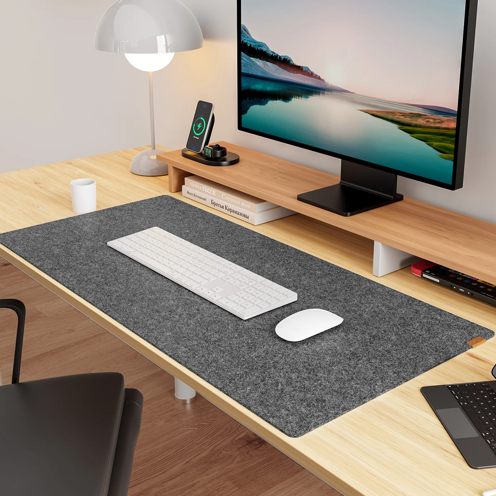 Grand tapis de bureau en feutre, tapis de souris complet, polymères de bureau pour clavier, polymères d'ordinateur pour bureau, protecteur de tapis de bureau en feutre