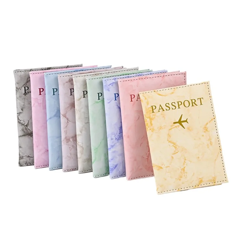 

1pc Fashion Marbling Passport Case Holder for Travel Abroad PU Leather Passport Cover Sleeve Bag with Ticket ID Credit Card Slot