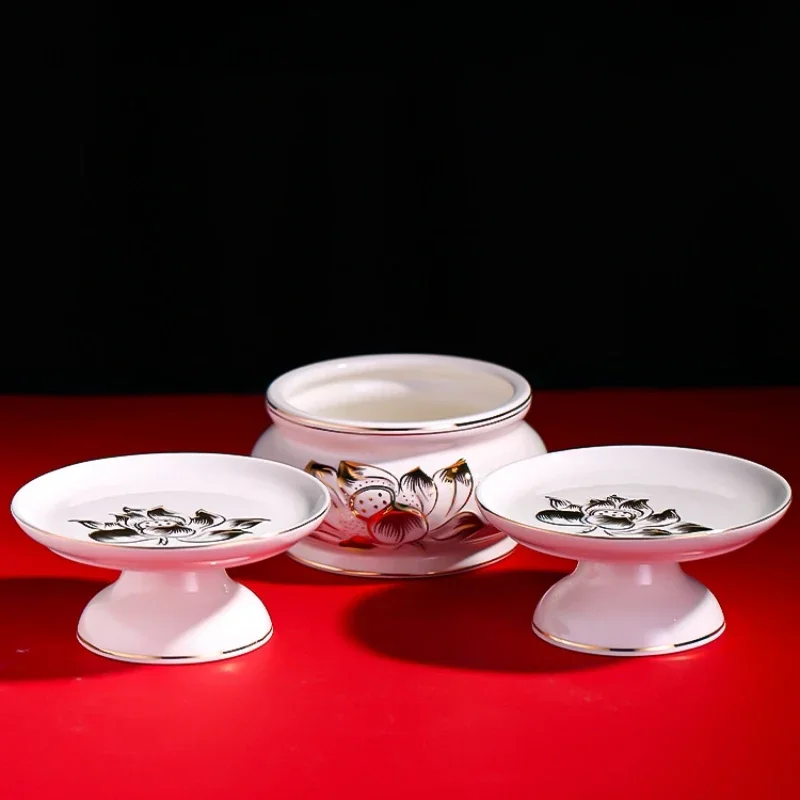 Chinese Creative Ceramic Incense Burner, Water Purification Cup,fruit Tray, Household Buddhist Temple,offering Buddhist Utensils