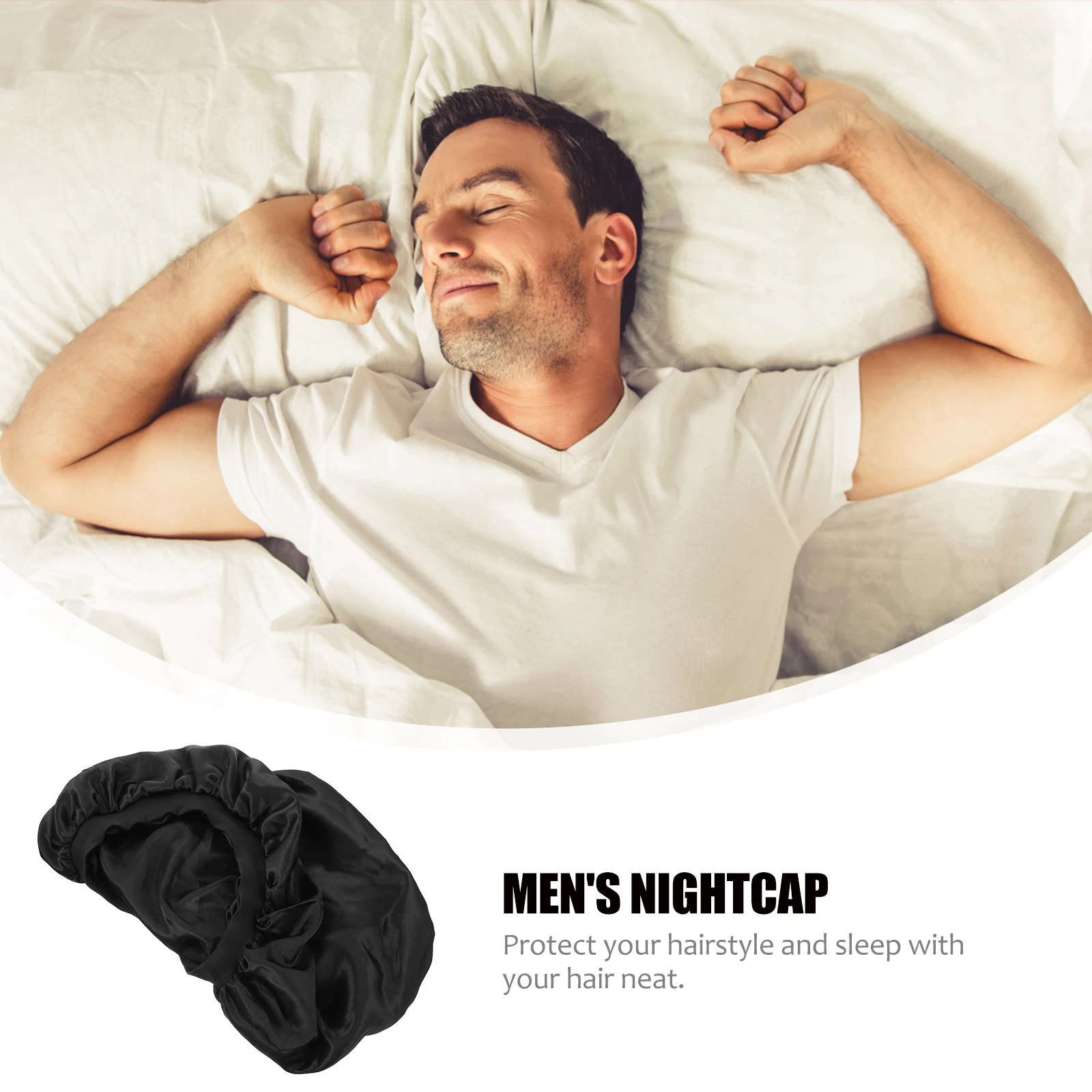 

Men's Satin Elastic Brim Women Sleeping Hat Hair Care Bonnet Long Tube Sleep Hat for Home Hair Wrap Men's