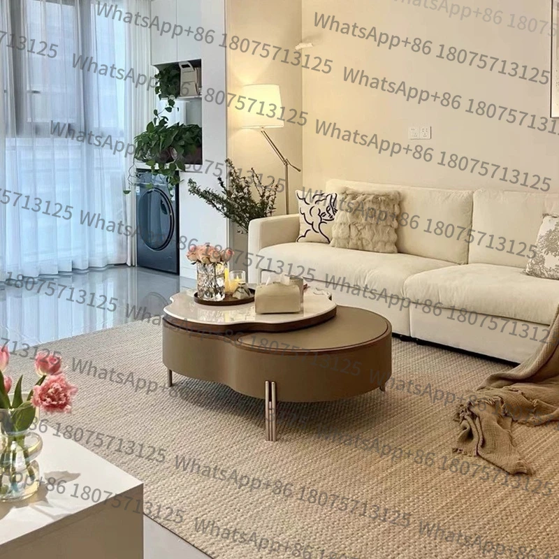 

Креативный вращающийся журнальный столик LXCream для небольшой квартиры, для гостиной, с подъемным механизмом, в стиле легкой роскоши, премиум-класса.