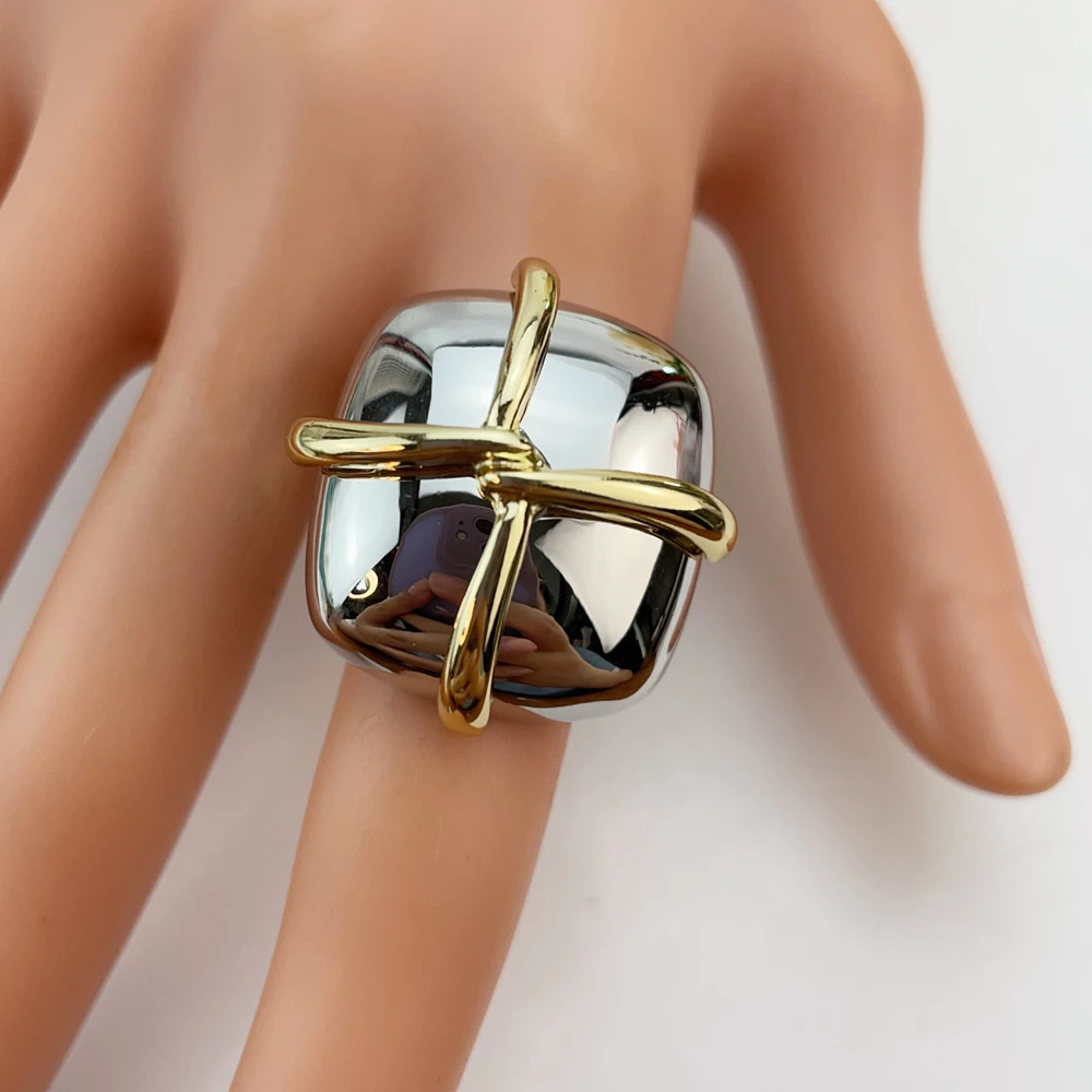 Yuminglai خاتم حفلة كبيرة للسيدات عالي الجودة 18K-خاتم مطلي بالذهب الحقيقي توصيل مجاني هدية KY26016 #2