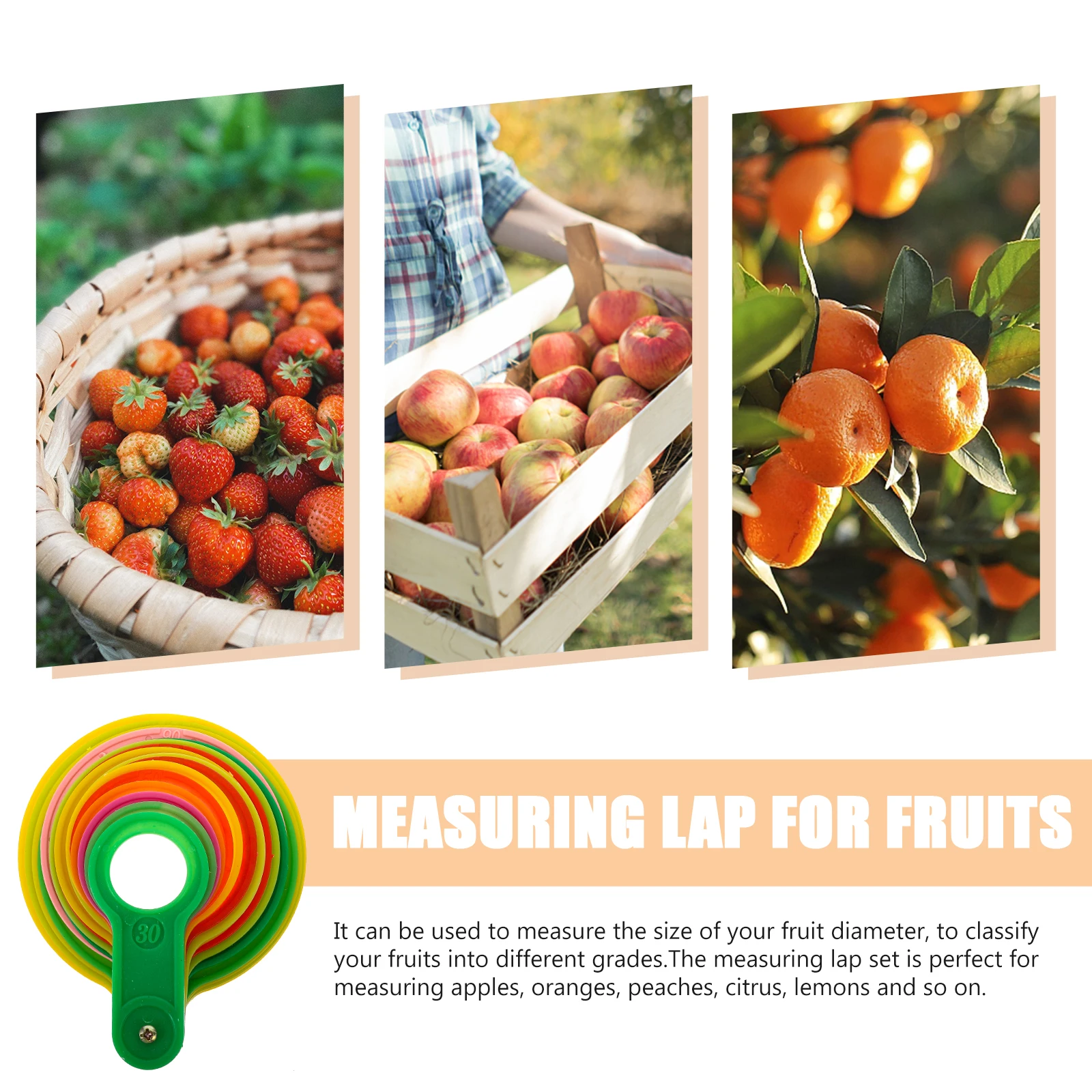 

1 set 1 Set Plastic Fruit Diameter Measuring Lap Tool For Apples Oranges Peaches Citrus Fruits Grading Gauge Farm Sorting Kit