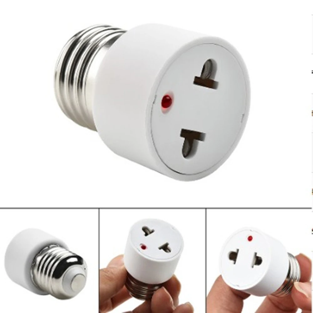 E27 to EU US Converter Lamp Socket Screw 2-pin 2-hole LED Bulb Lighting E27 European America Plug Socket Light Holder White