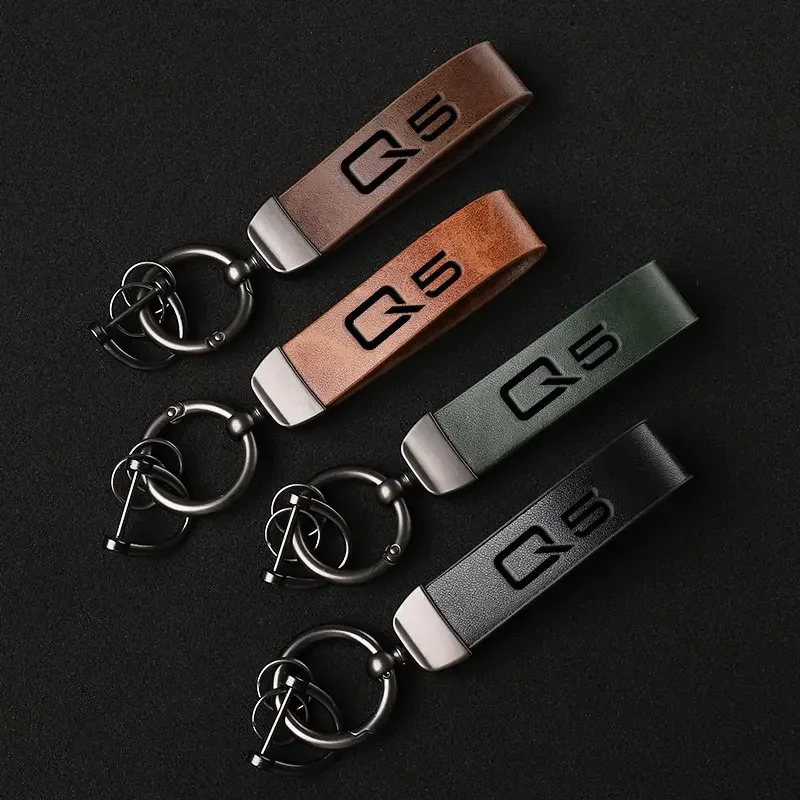 For Audi Q5 8r Car Accessories Fashion Luxury Genuine Leather Keychain Business Gift Key Ring Custom with 3d Logo