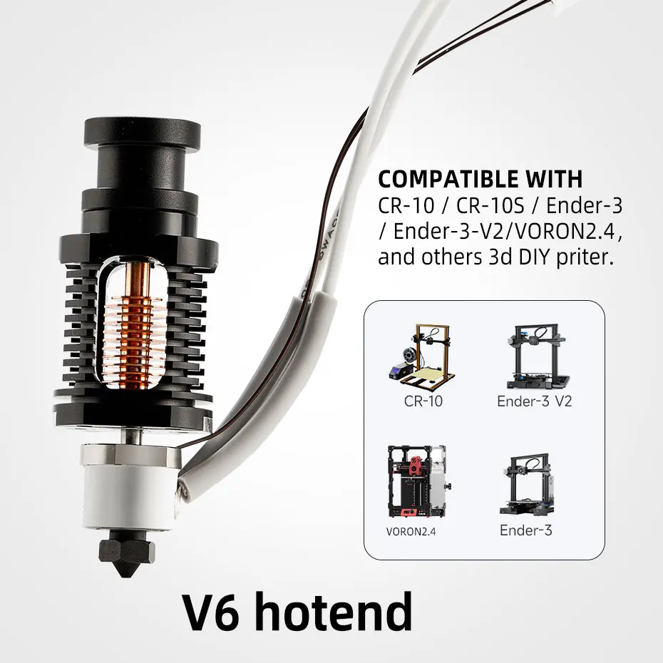 Upgrade Kit V6 Ceramic Heating Core Hotend Bimetal heatbreak Hardened Steel Nozzle Compatible for E3D V6 Dragon 3D printer