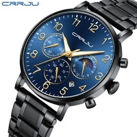 CRRJU 2276 Casual Men Quartz Watch Multifunction Chronograph Calendar Luminous Waterproof Simple Male Sport Watches reloj hombre