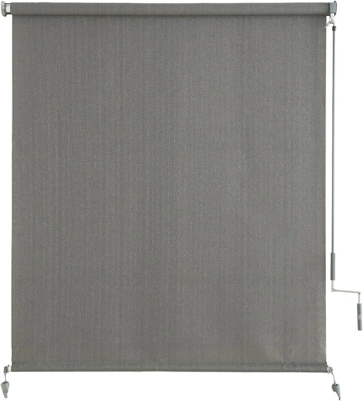 Outdoor Roller Shades, Cordless Patio Roller Up Blinds with Shade Cloth for Porch Gazebo Pergola Balcony Backyard, 2 Poles & 1 Fabric, Grey, 96