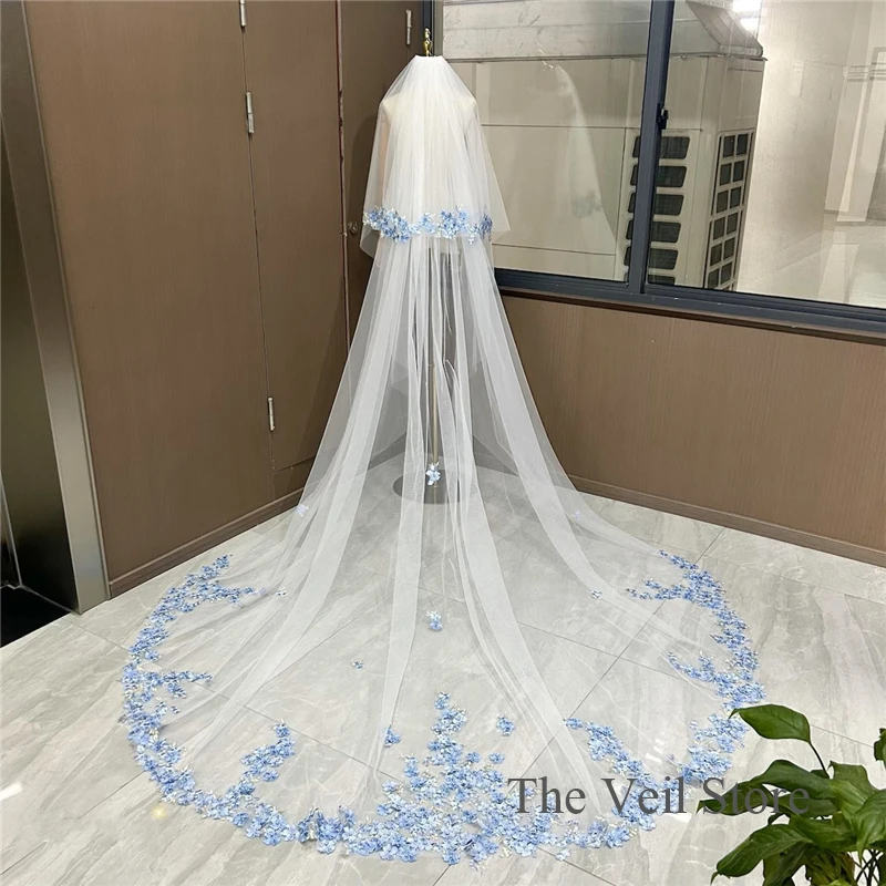 voiles-de-mariee-bleus-a-deux-couches-avec-peigne-longs-voiles-cathedrale-blancs-ivoire-en-tulle-pour-mariees-fleurs-3d-personnalisees