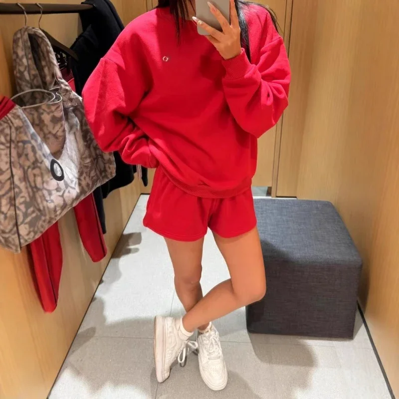 أسود جولة الرقبة طويلة الأكمام البلوز أزياء فضفاضة زوجين بلوزات بلون بسيط إلكتروني الرياضة القطن السترة المرأة #3