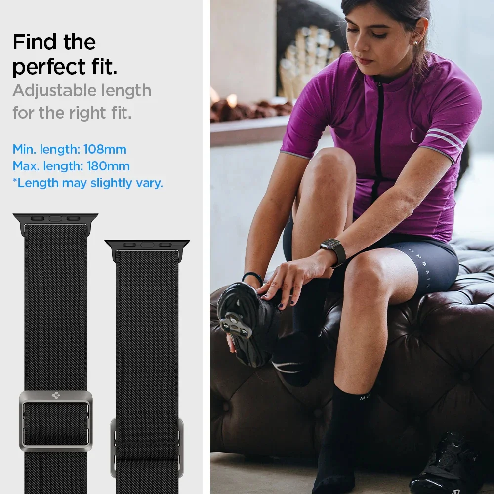 Spigen Lite Fit Ultra Elastyczny Sportowy Pasek do Apple Watch Band z obsługą SE/S6/5/4/3/2/1 38/40/49mm 9/8/7 41mm 10/11 42mm 9/8 45mm — zdjęcie produktu 4