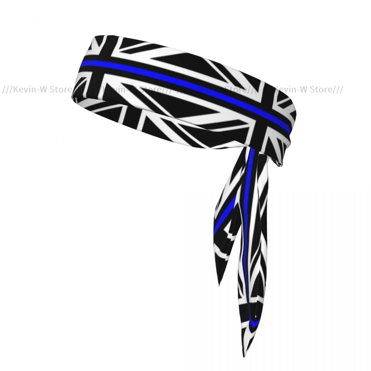 Sports Headband Head Tie Thin Blue Line Flag United Kingdom Bandana Sweatbands Yoga Tennis Headwrap for adult