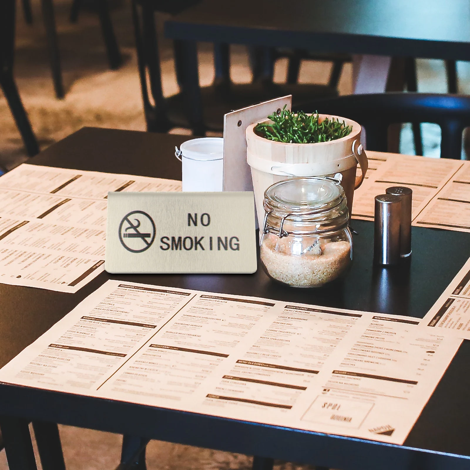 

No Smoking Stainless Steel Table Cards Public Warning Table No Smoking Sign Cards Indicator Non Rust Storage