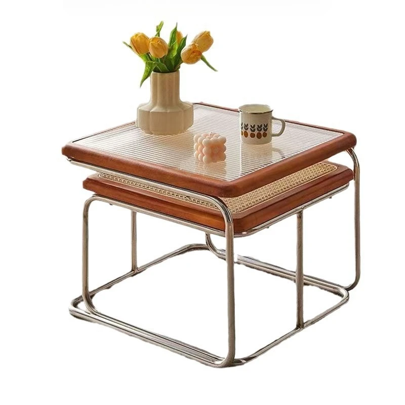 

Medieval, coffee table, living room, household, small apartment, tea table, combination, light luxury, modern, rattan, simple