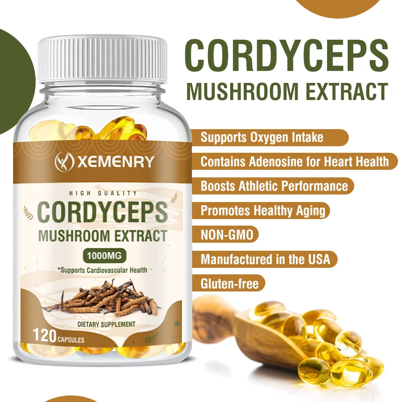 

Natural Cordyceps 1000 mg Supplement - Non-GMO 120 Capsules