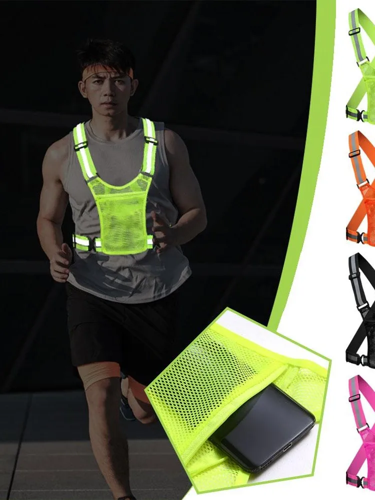 AliExpress NONE LED Reflective Running Vest Adjustable Elastic Flashing LED High Visibility Reflective Vest Cycling Security Vest for Running an