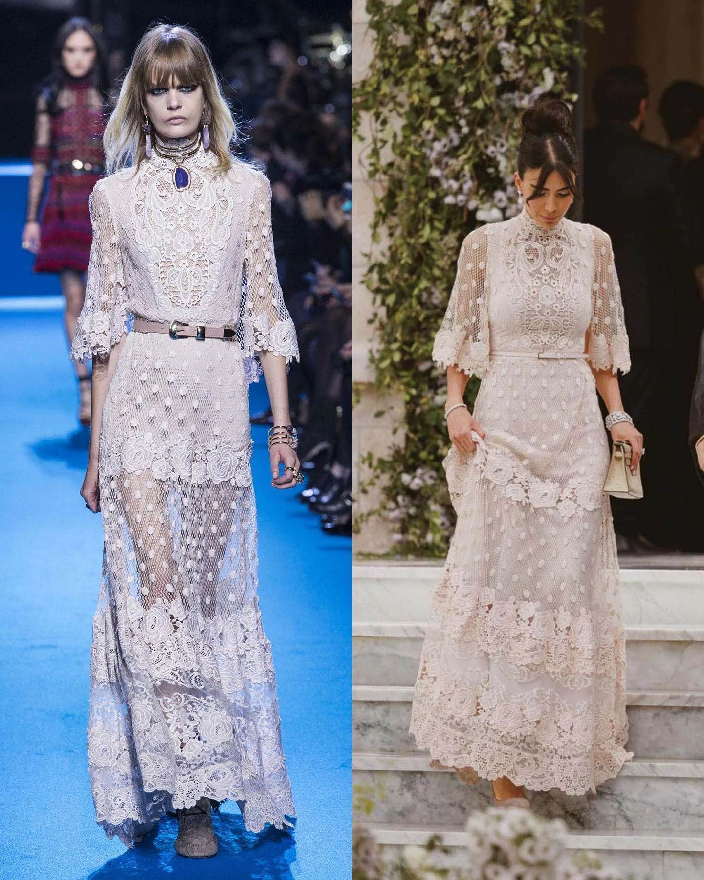 

Vintage Wedding Dress High Collar Lace A Line Half Sleeve Robe De Mariee