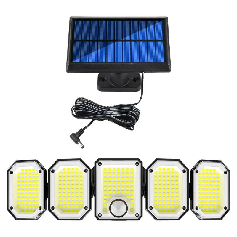 

5 Heads 300 LED Solar Street Lamp Solar Motion Sensor Lights Outdoor Waterproof 360° Adjustable Wide Angle Solar Security Lights