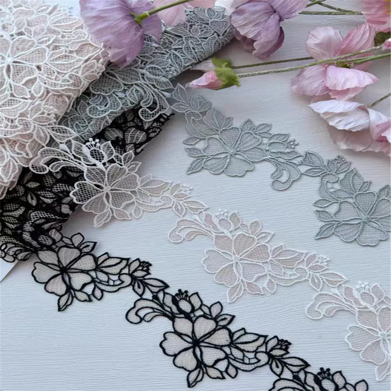 5-ヤード-5-センチ幅光沢のあるグレーベージュ黒中空花ベニス-diy-ベニスレース衣類アクセサリーさまざまな衣服、ブラジャー、スカート