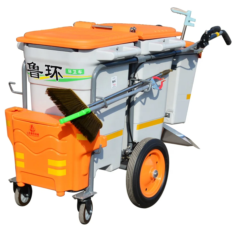 LHD2 Double Bucket Outdoors Cleaning Carts Street Cleaning Equipment Trolley Cart Sanitation Janitorial