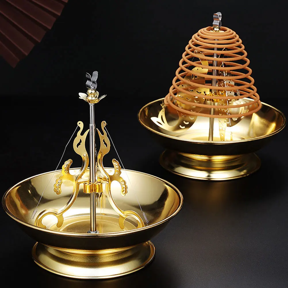 

Tower Incense Burner Alloy Golden Desktop Censer For Home Office Yoga Room Decorative Incense Stand Ash Catching