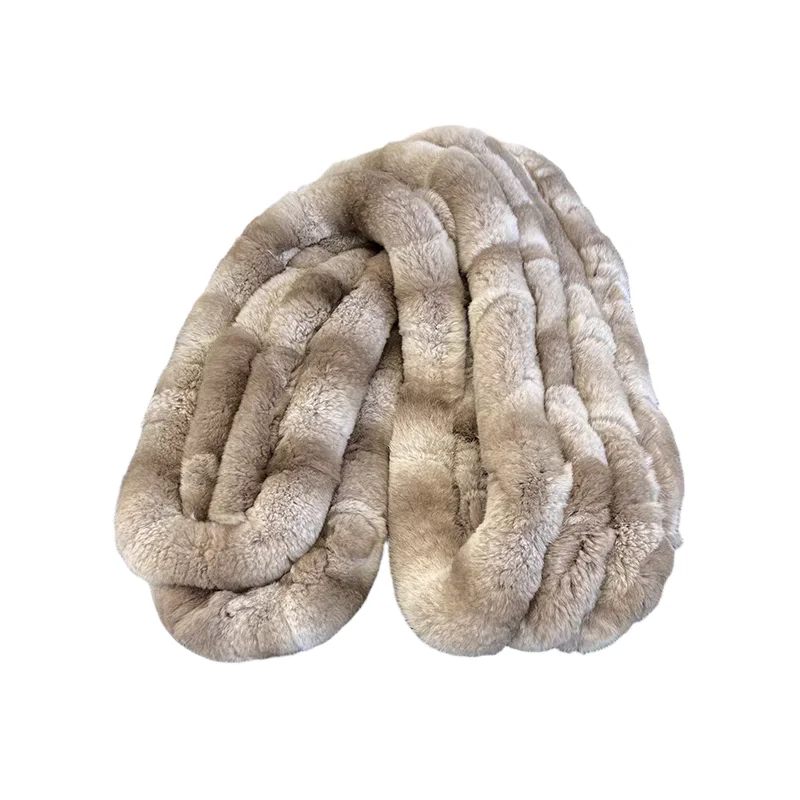 شتاء دافئ ريال ريكس الأرنب الفراء وشاح موضة سميكة رقيق عالية الجودة في الهواء الطلق السيدات طويلة حقيقية الفراء الخمار #3