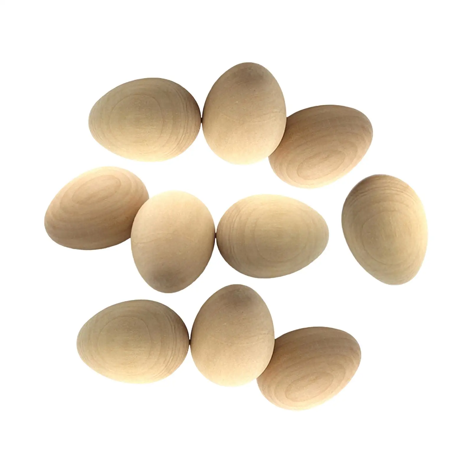 10x Smooth DIY Wood Easter Egg Home Decor Fake Eggs DIY Easter Holiday Craft