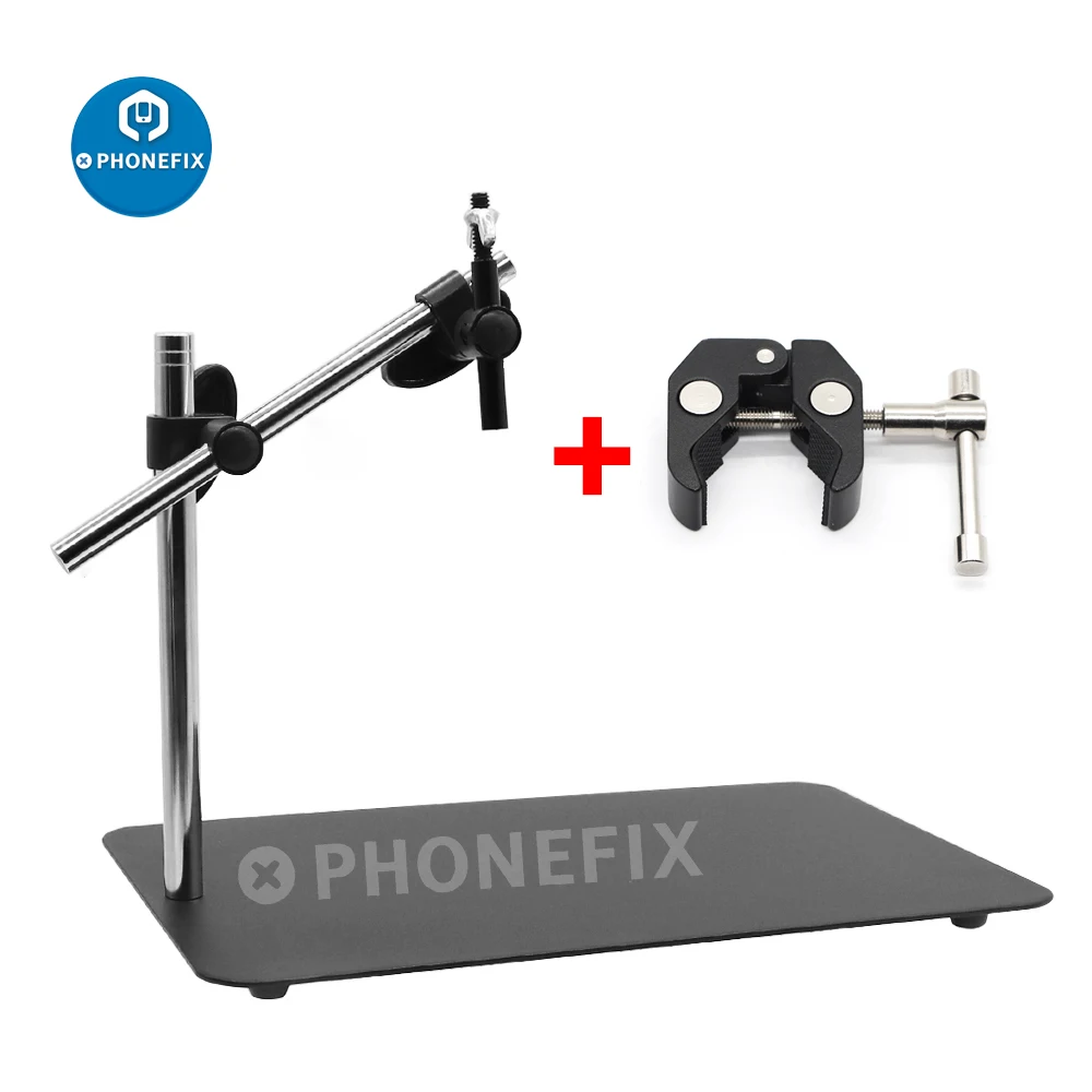 Universal Stereo Microscope Double Arm 360 Degree Rotating Aluminum Bracket for Industrial Digital Camera Zoom Microscope