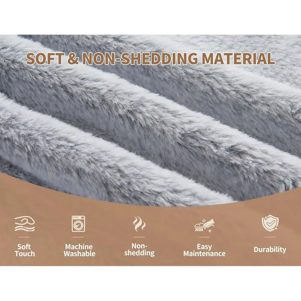 مسند رمادي مستدير كبير، 26 × 18، وسادة مسند للقدم مملوءة بالرغوة لغرفة المعيشة