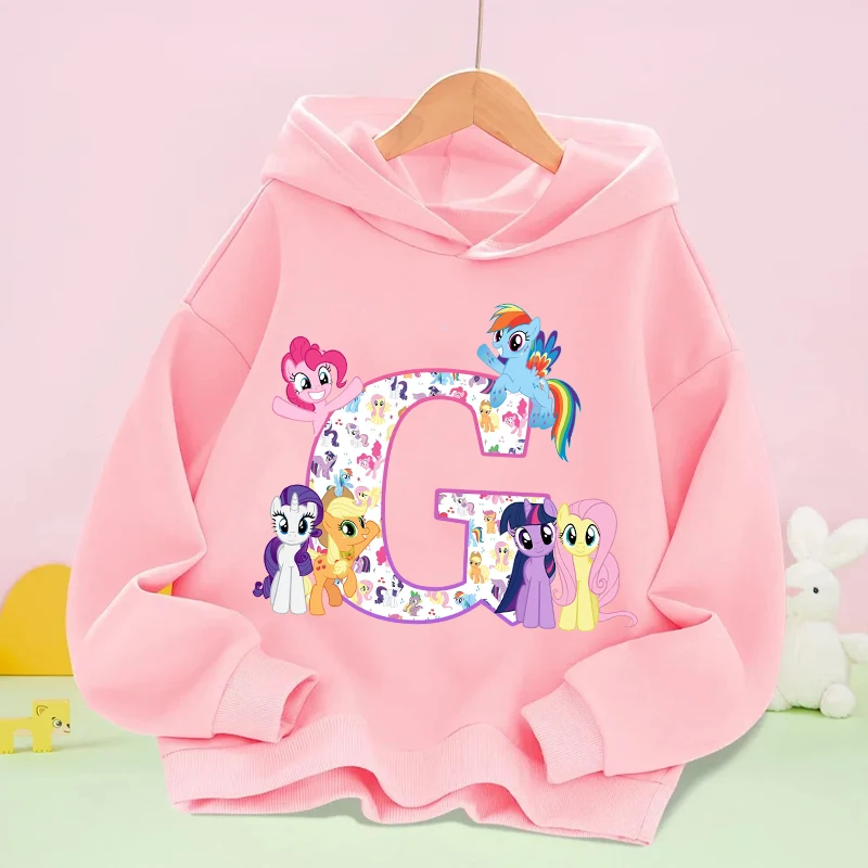 เสื้อฮู้ดเด็กผู้หญิงลายมายลิตเติ้ลโพนี่ ลายอนิเมะยูนิคอร์น ตัวอักษร A-Z เสื้อสเวตเชิ้ตเด็ก ฤดูใบไม้ร่วง ฤดูหนาว เสื้อแขนยาว เสื้อผ้าเด็ก ของขวัญ