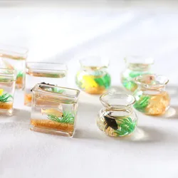 1Pc 1:12 Mini DollHouse Simulation Glass Fish Tank For Bowl Aquarium Scene Model Photo Props Miniature Home Ornament Toy Decor