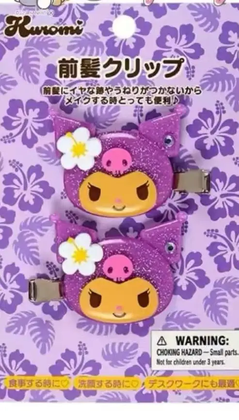 Fashion Sanrio Summer Hawaiian Black Leather Kitty Hair Clip Cute Girly Hello Kitty Side Hair Card Clip Jewelry view 5
