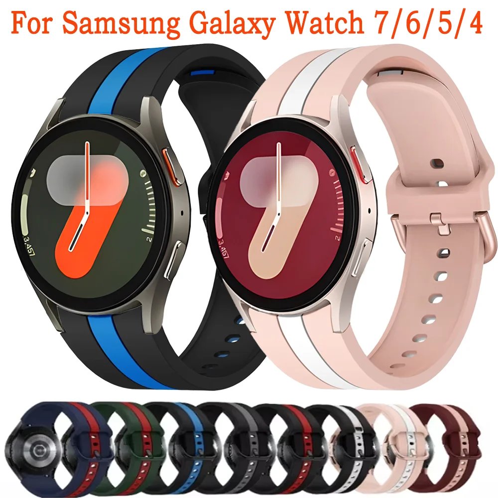 No Gap Original Silicone Strap for Samsung Galaxy Watch 7/6/5/4 44mm 40mm Pro 45mm Bracelet for Watch 6 4 Classic 47mm 43mm 46mm