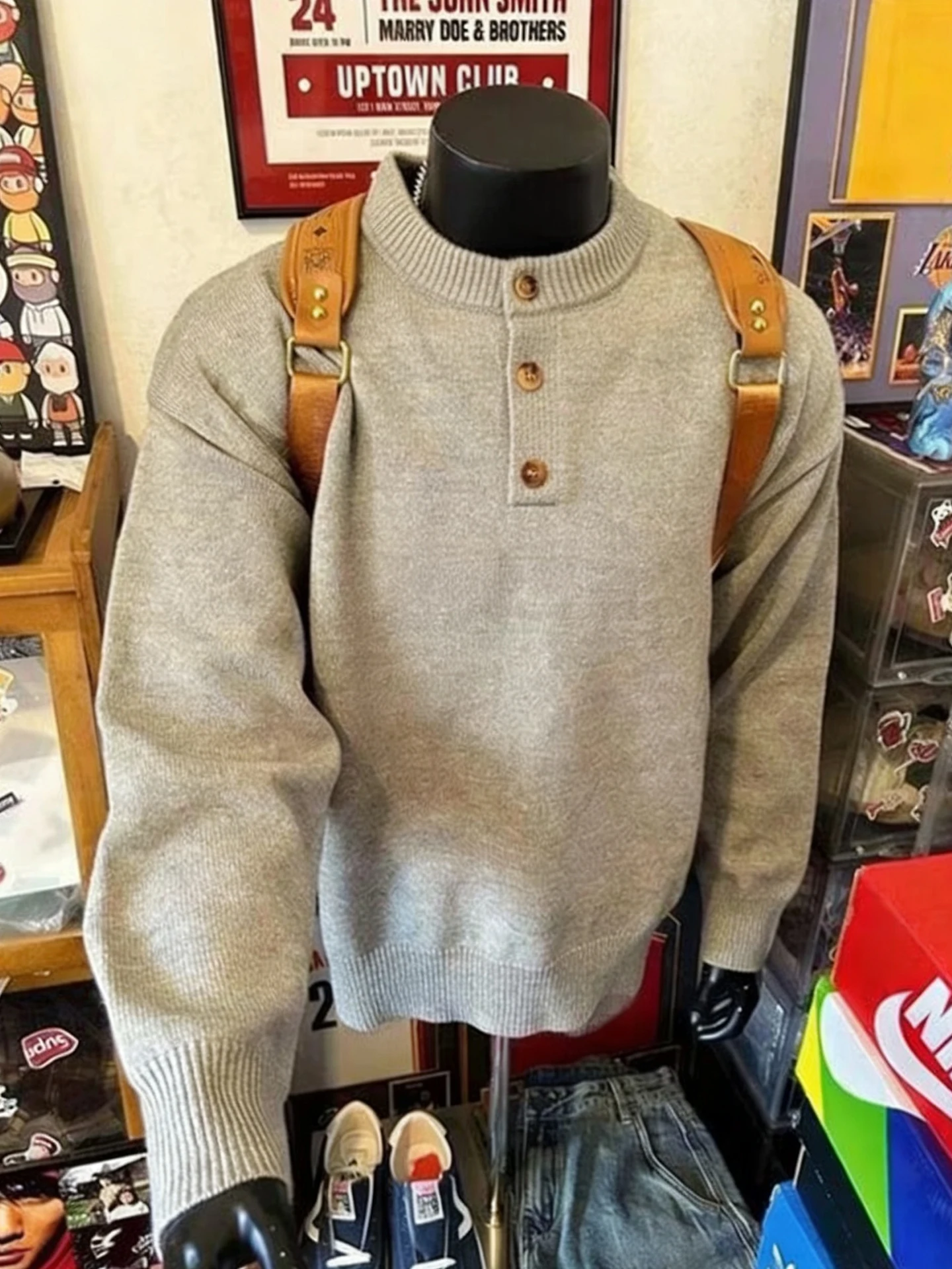 

Мужской вязаный свитер с круглым вырезом на осень-зиму, утепленный, в винтажном стиле, теплый, повседневный, с длинным рукавом, для молодежи