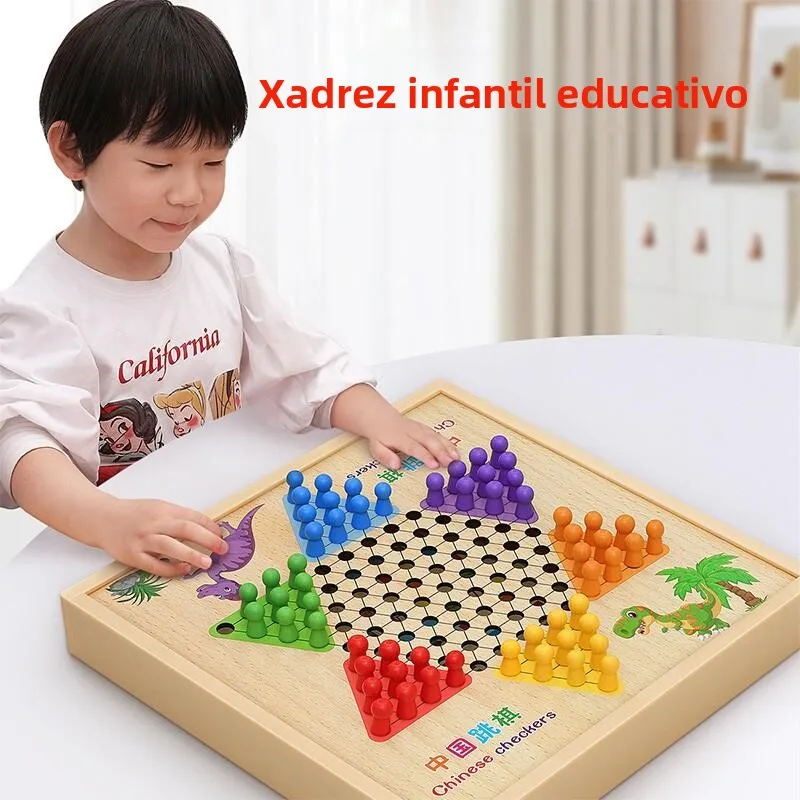 小学生向け教育用チェスセット-マルチインワンチェッカーボードゲーム-アクリル製チェスピース-プラスチック製チェス盤