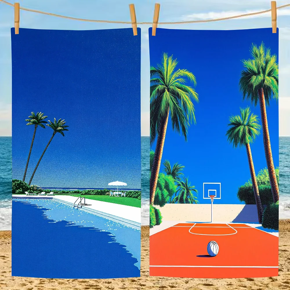 

Hot Hiroshi Nagai Vaporwave Japan Beach City Summer Towel Beach Towel Large Size Outdoor Travel Camping Absorbent Beach Towels