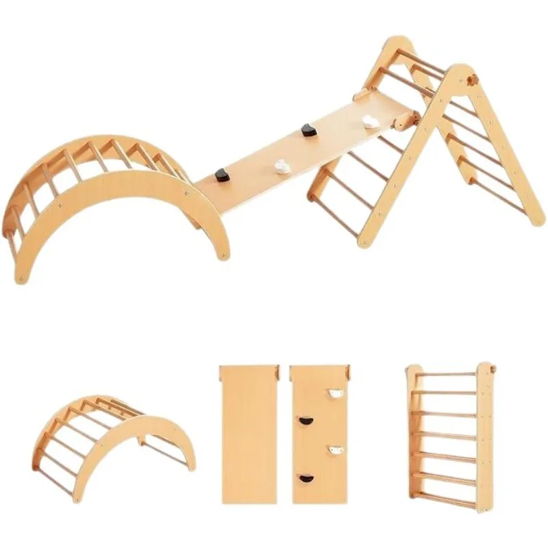 Baby indoor climbing frame, wooden climbing ladder combination, game ladder slide puzzle wooden