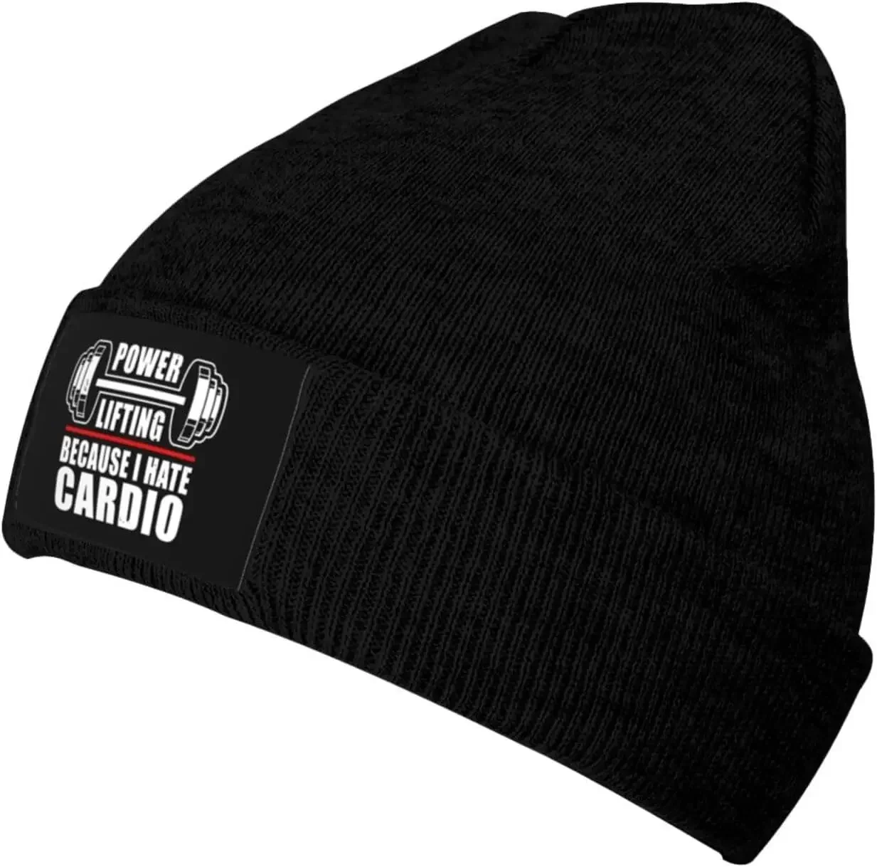 Powerlifting Because Beanie Hats Warm Chunky  Knit Hat Slouchy Skull Cap for Women Men Black