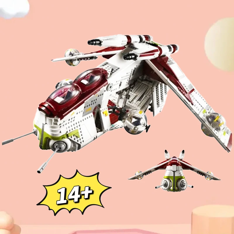 2025 MOC Spielzeug Für Kinder Geschenke Stern Plan UCS Bausteine Neue Republik Gunship Modell